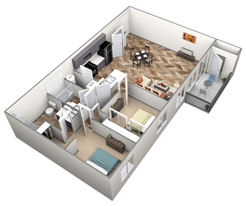 Floor plan for 2 beds, 2 baths, 1131 sqft